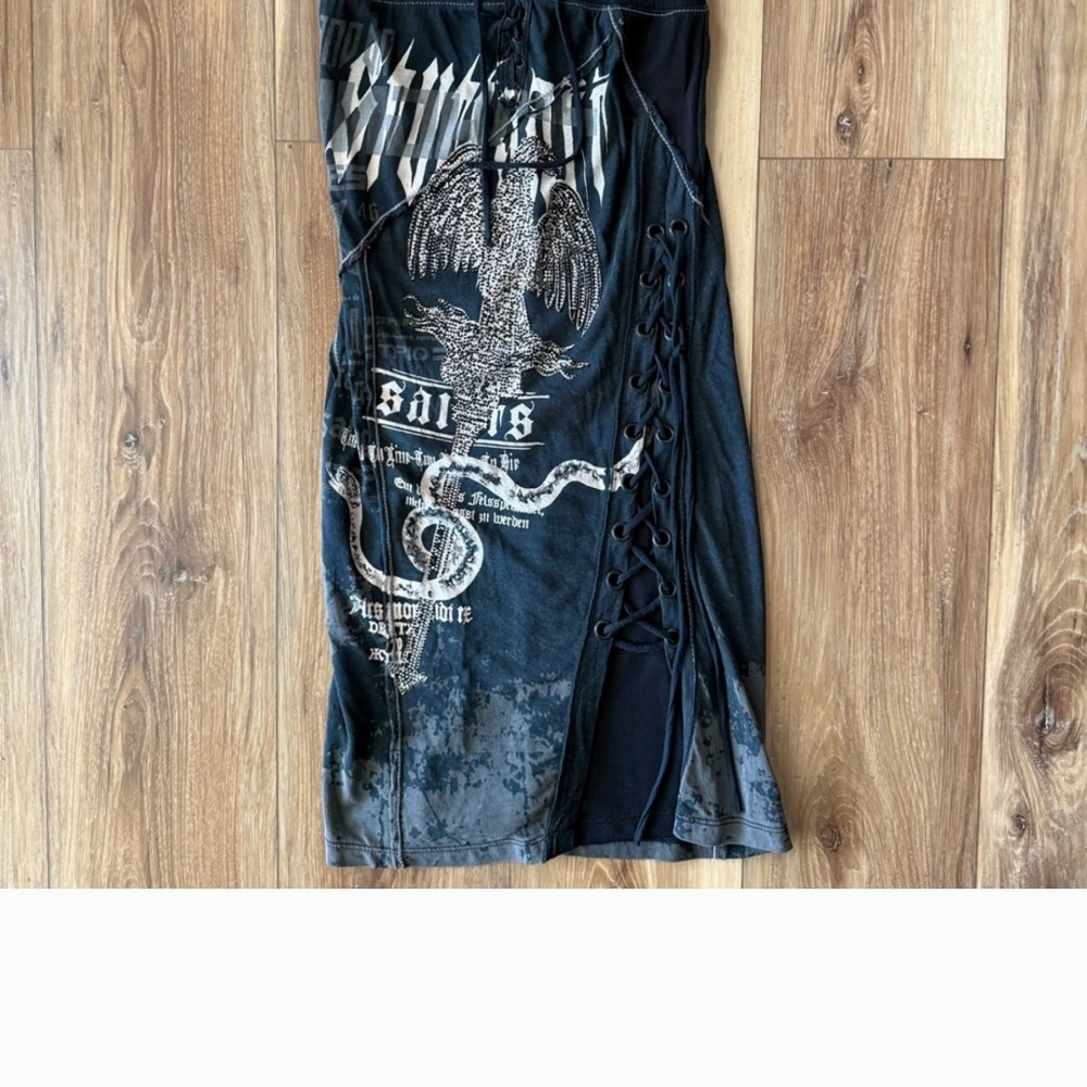 SALVAGE GORGEOUS Black Crystal Embellished Strapless Dress. S